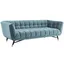 Chic Black Velvet Tufted Sofa with Splayed Birchwood Frame