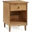 Caramel Solid Pine 1-Drawer Nightstand with Open Shelf