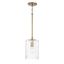 Emerson Aged Brass 1-Light Pendant with Embossed Seeded Glass