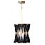 Bianca Mid-Century Pleated 1-Light Pendant in Black Rope & Patinaed Brass