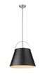 Transitional 18" Matte Black & Brushed Nickel Steel Drum Pendant