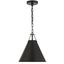 Matte Black Steel 1-Light Pendant with Chain