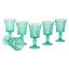 Turquoise Embossed Glass Vintage Red Wine Goblets, Set of 6