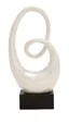 21" White Ceramic Swirl Abstract Sculpture with Black Base