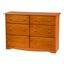 Honey Pine Solid Wood Double Dresser with Extra Deep Drawers