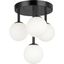 Megallan Matte Black and Opal Glass Globe LED Flush Mount