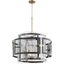 Luxurious Black and Gold Drum Chandelier with Frosted Glass Diffusers
