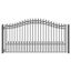 12 ft Black Iron Arched Driveway Gate with Pointed Pickets