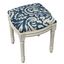 Paisley Blue and White Linen Antique Vanity Stool