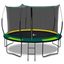 12ft Green Steel Recreational Trampoline with Enclosure