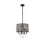 Elegant Crystal and Iron Black Drum Pendant with Lattice Shade