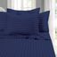 King Navy Blue Egyptian Cotton Damask Stripe Bed Sheet Set