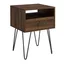 Contemporary Dark Walnut Hairpin Leg Side Table with Drawer