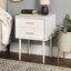 White 2-Drawer Mid-Century Modern Nightstand with Gold Handles