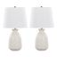 Claudia 20" White Ceramic Accent Lamp Set with Linen Shades