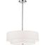 20" White Drum Shade Chrome 2-Tier Pendant Light