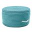 Turquoise Round Braided Pouf Ottoman, 21"x21"x12"