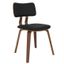 Zuni Mid-Century Modern Black Faux Leather Side Chair with Walnut Wood