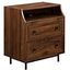 Modern Walnut 2-Drawer Nightstand with Curved Top & USB Port
