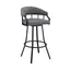 Palmdale 26" Swivel Gray Faux Leather and Black Metal Counter Stool