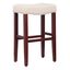 29" Beige Upholstered Backless Saddle Wood Bar Stool