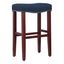 Cherry and Navy Blue 29" Saddle Style Wood Counter Stool