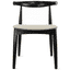 Black and Beige Solid Wood Side Chair with Cushioned Seat