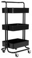 Black 3-Tier Metal Rolling Storage Utility Cart with Handle