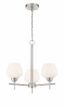 Elegant Etched Opal Glass 3-Light Chandelier in Brushed Nickel