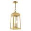 Satin Brass 3-Light Outdoor Pendant Lantern with Clear Glass