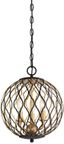 Gold and Glass 3-Light Indoor/Outdoor Pendant