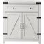 30" Brushed White Farmhouse Barn Door Accent Cabinet with Adjustable Shelves