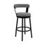 Kobe 30" Black Finish Swivel Bar Stool with Gray Faux Leather