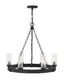 Sawyer Black 6-Light LED Outdoor Chandelier with Clear Glass Shades