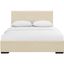 Beige King Upholstered Platform Bed with Slats