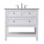 36" White Poplar Wood Bathroom Vanity with Marble Top