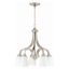 Grace 5-Light Down Chandelier in Brushed Polished Nickel with Frosted Glass Shades