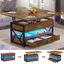 Rustic Brown Lift-Top Coffee Table with Storage and LED Light