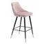 Sleek Pink Velvet & Black Metal Contemporary Bar Stool with Footrest