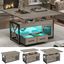 Gray Rectangular Lift-Top Wood Coffee Table with Storage and LED Light