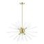 Elegant Spheroid 9-Light Pendant Chandelier with Satin Brass Finish and Clear Glass Rods