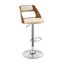 Cream Faux Leather & Walnut Wood Adjustable Swivel Bar Stool