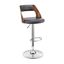 Adjustable Swivel Grey Faux Leather and Walnut Wood Bar Stool