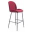 Miles Contemporary Red Velvet & Matte Black Metal Barstool