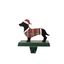 5.75" Green and Red Wooden Dachshund Stocking Holder