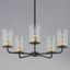 Antique Brass and Black 5-Light Glass Chandelier