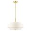 Satin Brass 4-Light Drum Chandelier with Off-White Shade