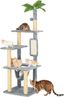 55" Multi-Level Cat Tree with Hammock and Green Leaves