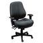 Luxury Black Leather and Fabric Swivel Office Chair with Fixed Arms