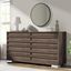 Rustic Gray Farmhouse Double Dresser with Slat Handles